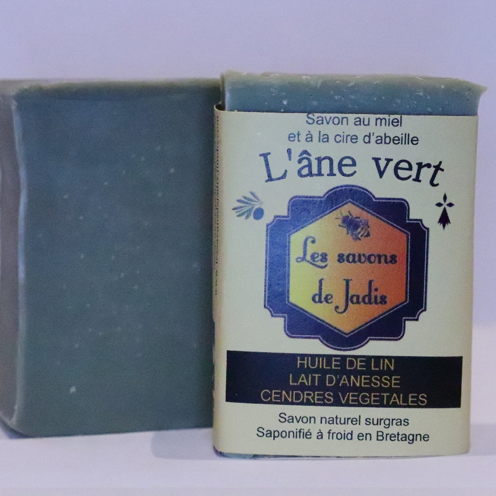 SAVON SURGRAS ARTISANAL "ANE VERT" MIEL, LAIT D'ANESSE - BIO DE BRETAGNE