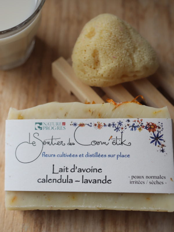 SAVON ARTISANAL APAISANT Avoine Calendula Lavande BIO FABRIQUE EN BRETAGNE
