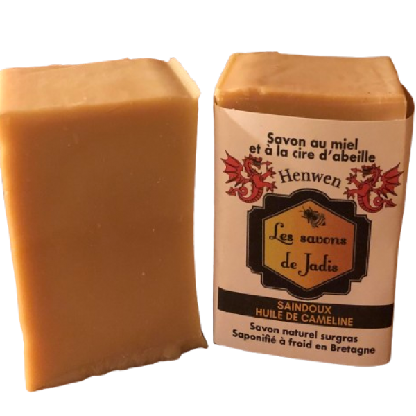SAVON SURGRAS ARTISANAL "HENWEN" MIEL, CAMELINE - BIO DE BRETAGNE