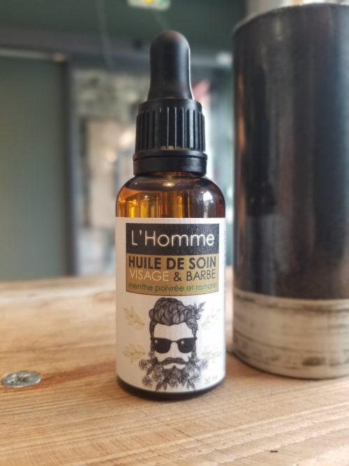 HUILE DE SOIN VISAGE ET BARBE POUR HOMME A LA ROSE DE DAMAS BIO PRODUITE EN BRETAGNE