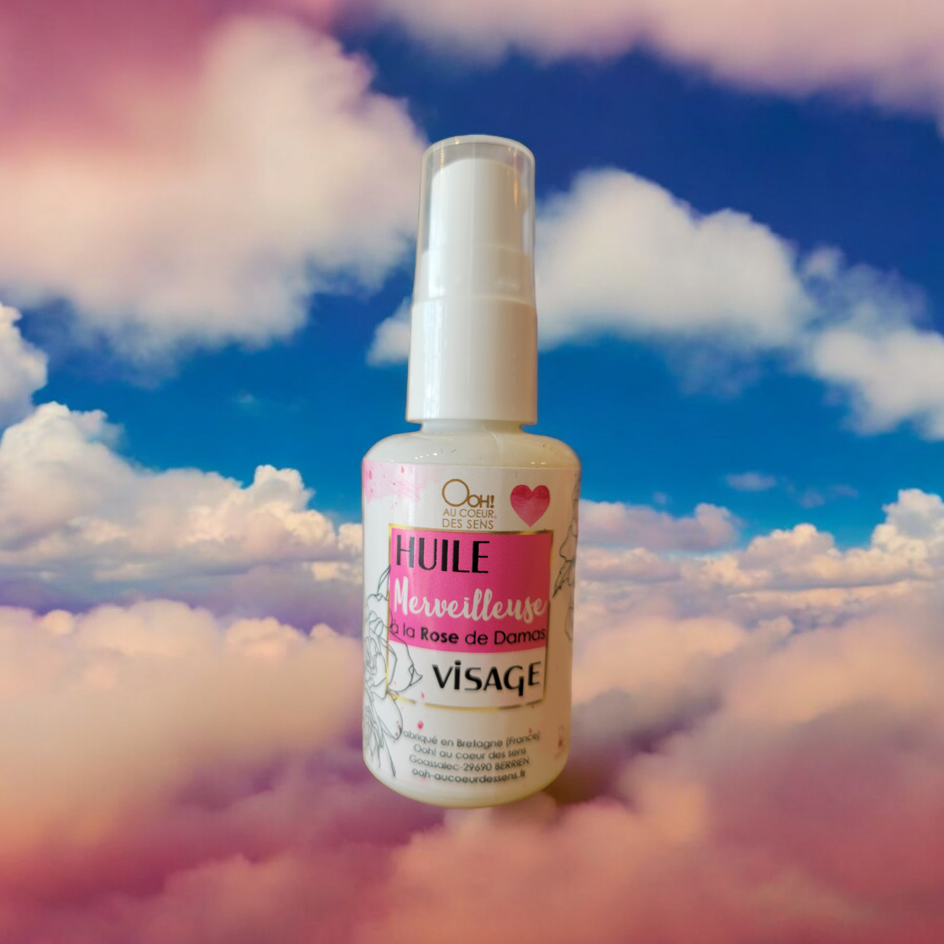 HUILE MERVEILLEUSE A LA ROSE DE DAMAS BIO PRODUITE EN BRETAGNE