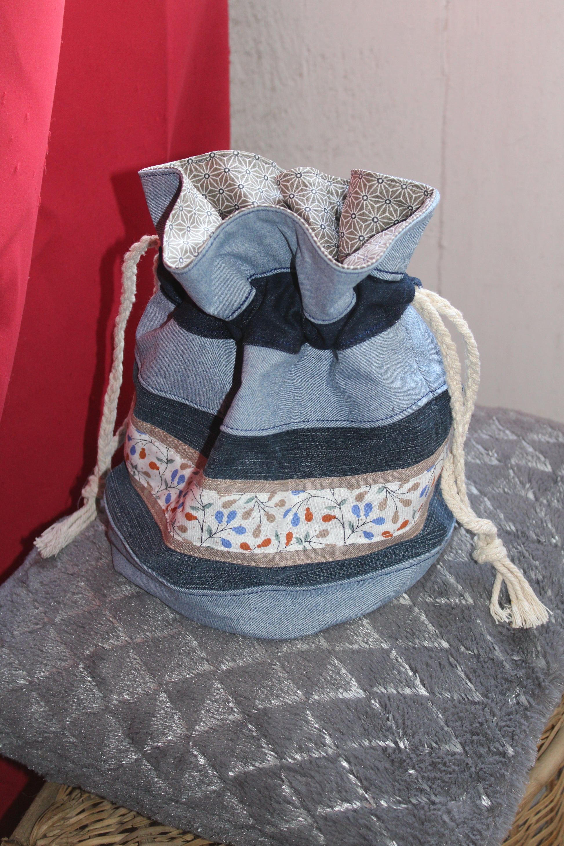 SAC FOURRE-TOUT TROUSSE DE TOILETTE INTERIEUR IMPERMEABLE FAIT MAIN EN BRETAGNE