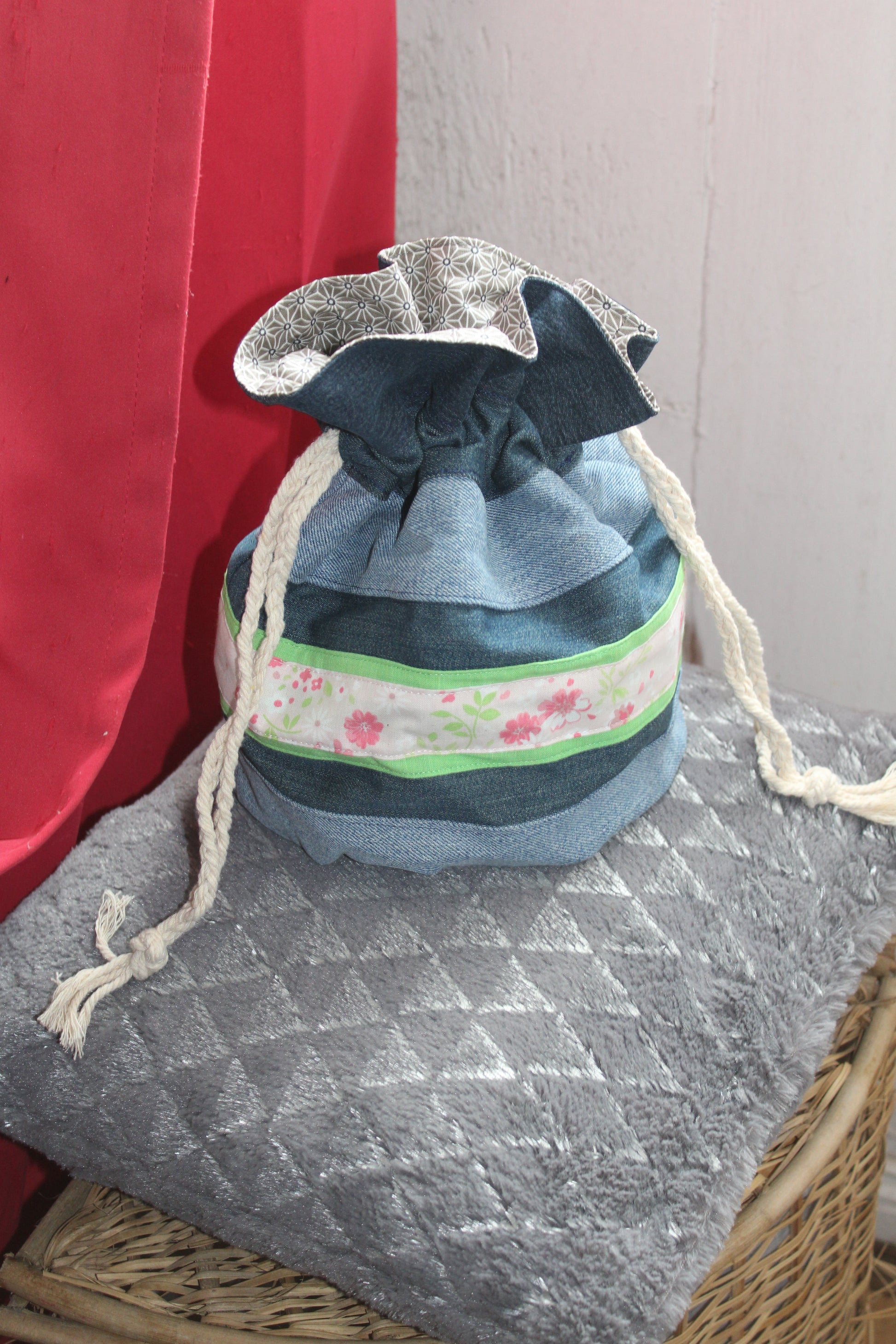 SAC FOURRE-TOUT TROUSSE DE TOILETTE INTERIEUR IMPERMEABLE FAIT MAIN EN BRETAGNE