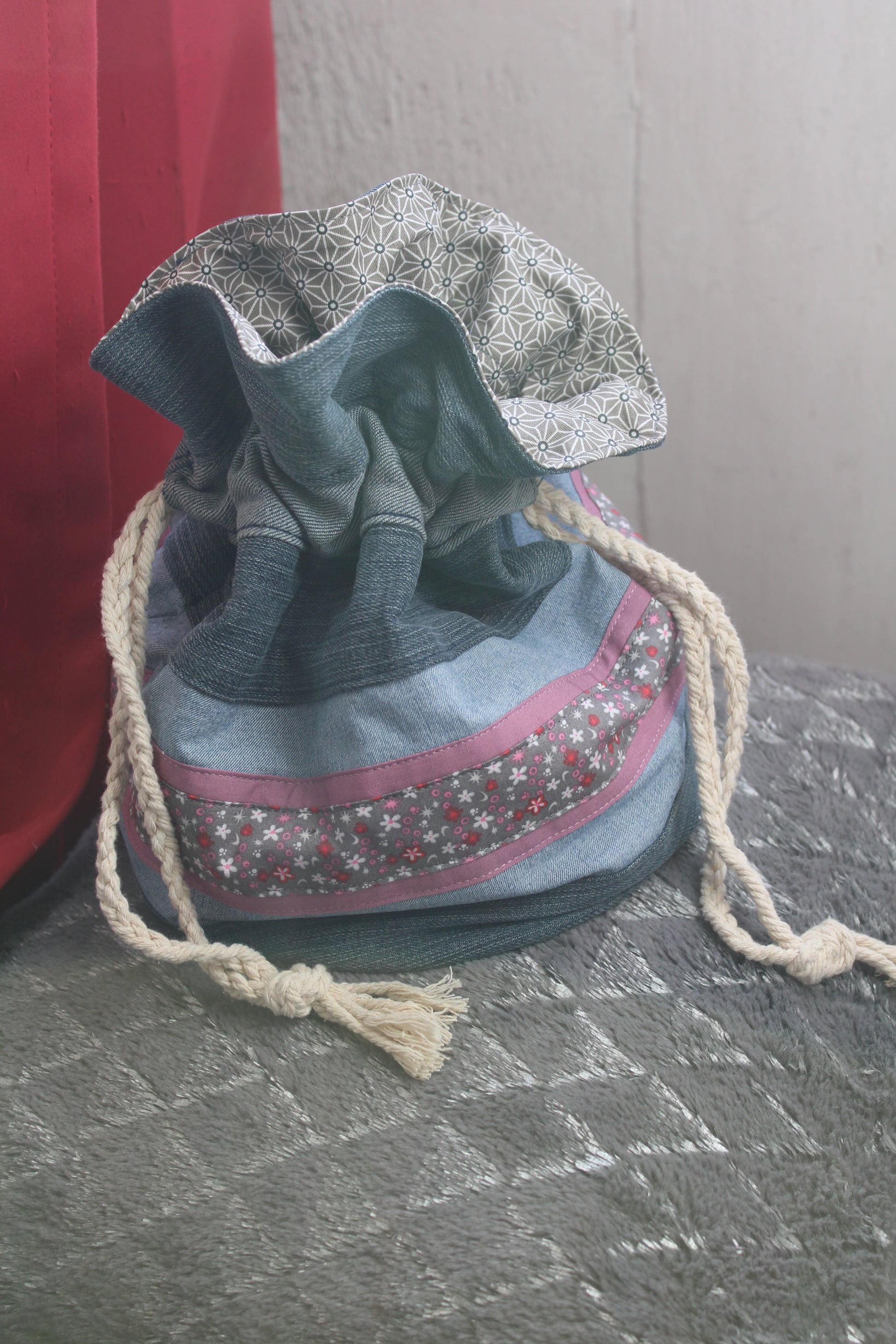 SAC FOURRE-TOUT TROUSSE DE TOILETTE INTERIEUR IMPERMEABLE FAIT MAIN EN BRETAGNE