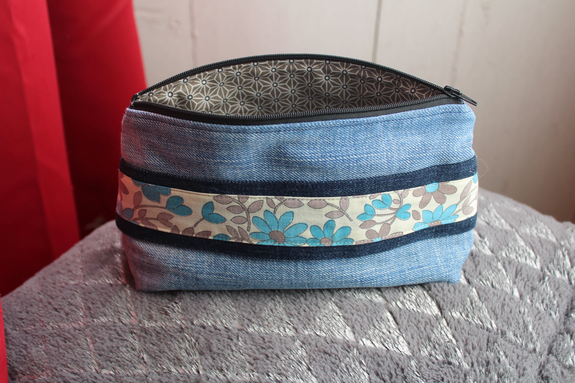 TROUSSE FOURRE-TOUT OU DE TOILETTE INTERIEUR IMPERMEABLE FAIT MAIN EN BRETAGNE