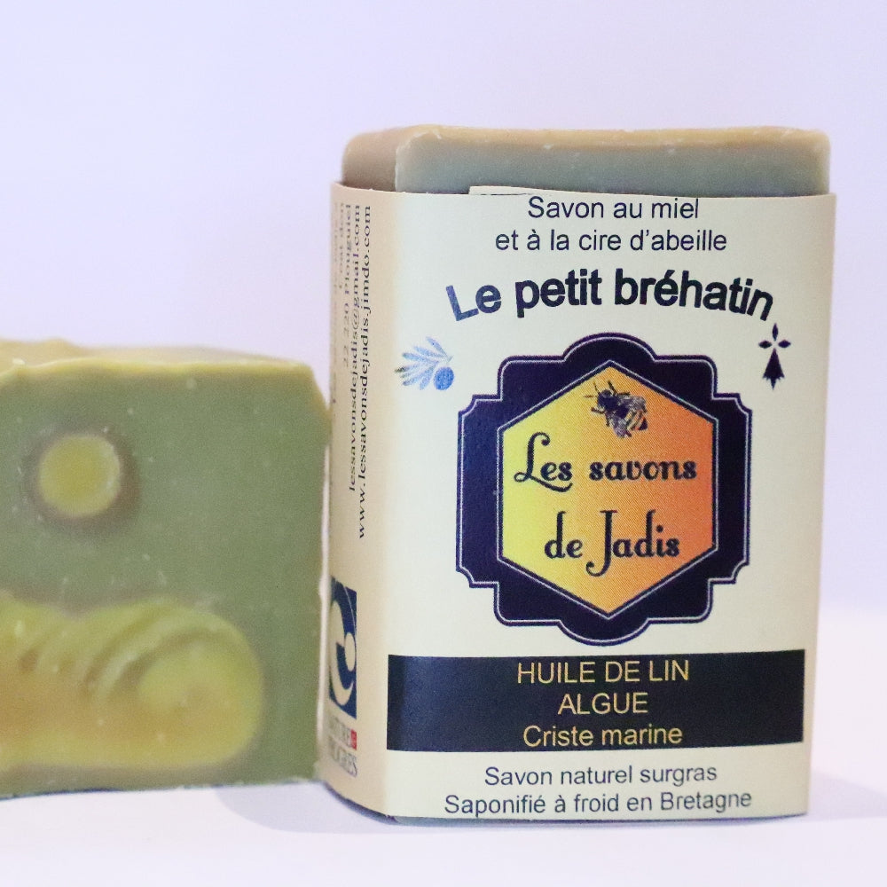 SAVON SURGRAS ARTISANAL "PETIT BREHATIN" MIEL, ALGUES VERTES, CRISTE MARINE, CEDRE - BIO DE BRETAGNE